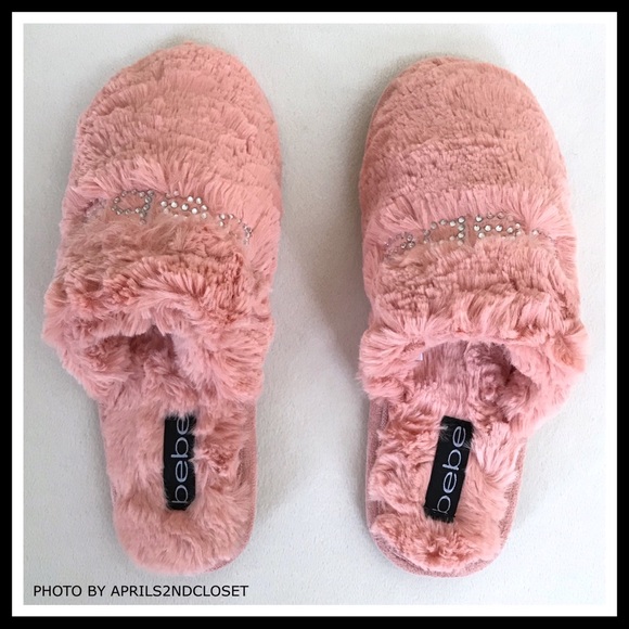 BEBE COZY PLUSH CRYSTAL EMBELLISHED SLIPPERS - Picture 7 of 8